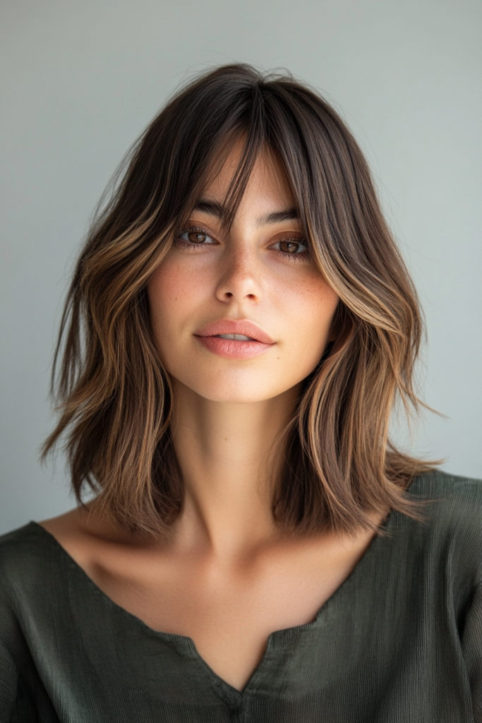 Get Inspired 19 Stunning ShoulderLength Hairstyles with Curtain Bangs