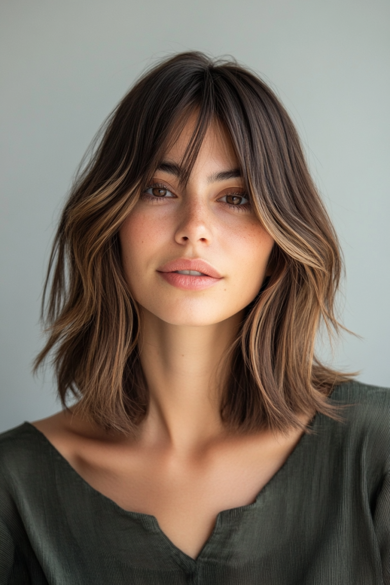 Get Inspired: 19 Stunning Shoulder-Length Hairstyles with Curtain Bangs