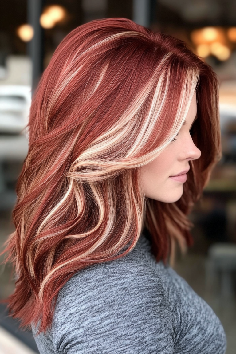 Striking Combinations: 16 Stunning Red Hair with Blonde Highlights Styles