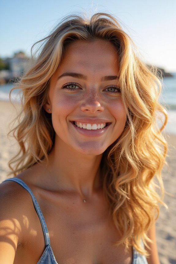 beachy waves with curls