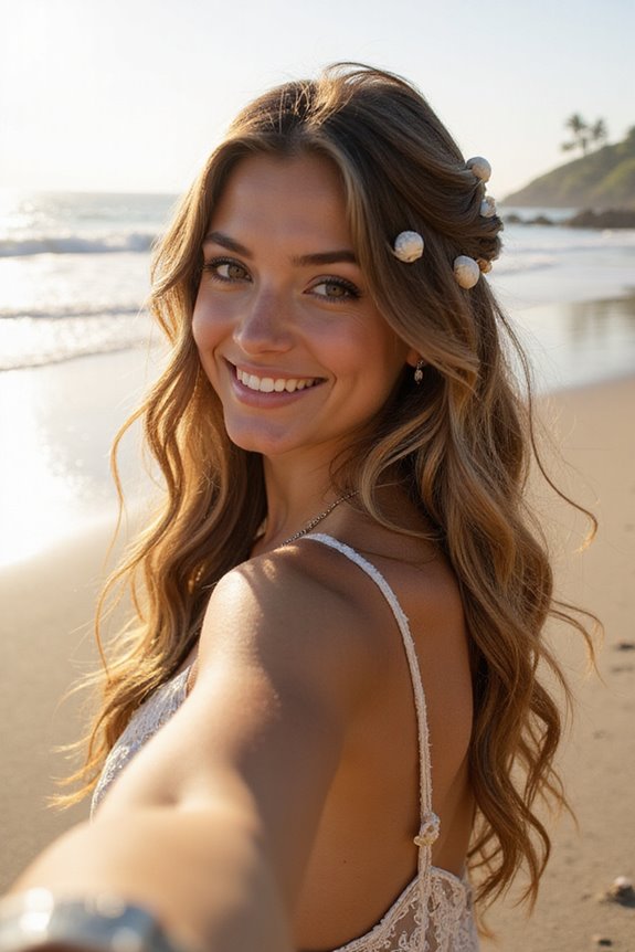 beachy waves with seashells