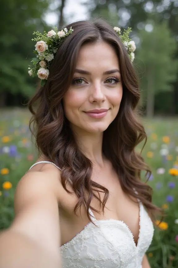 bohemian curly half up hairstyle