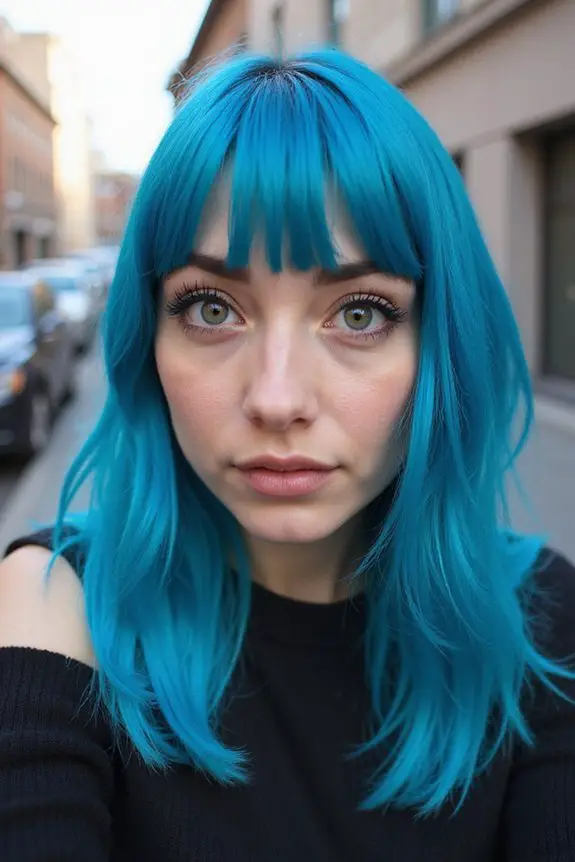 bold electric blue hairstyle