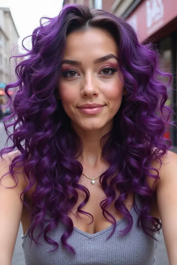 bold plum curly hairstyle