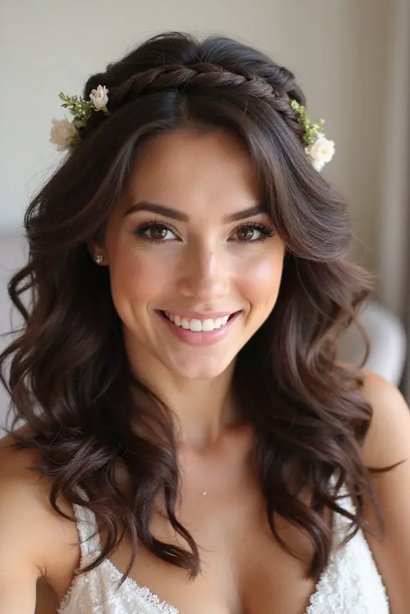 braided crown with curls