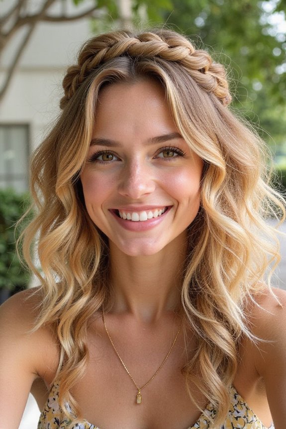 braided crown with curls