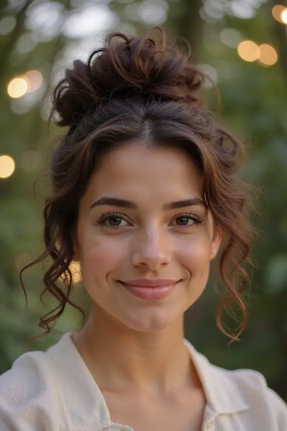 carefree curly messy bun