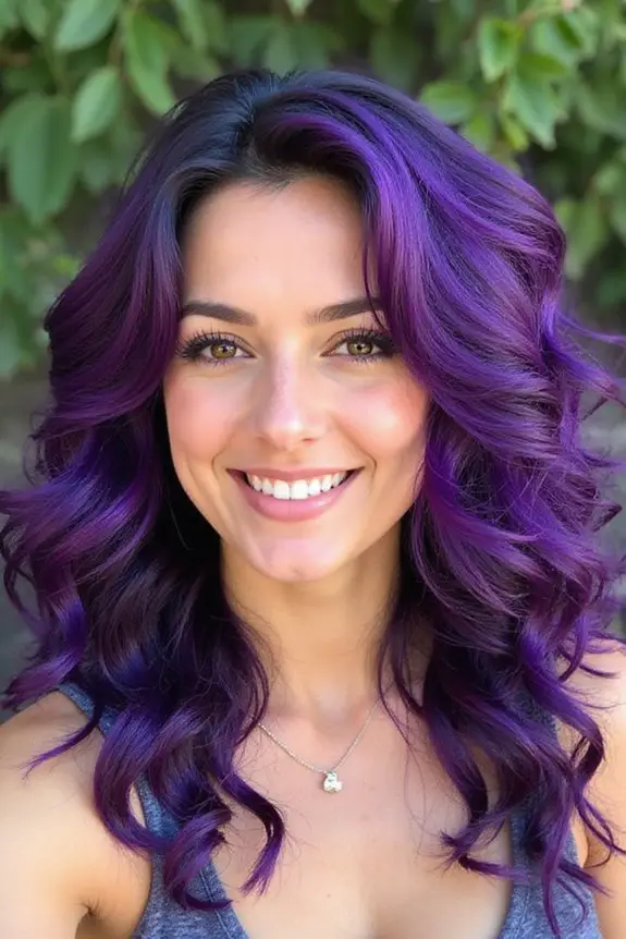 cascading curls in violet