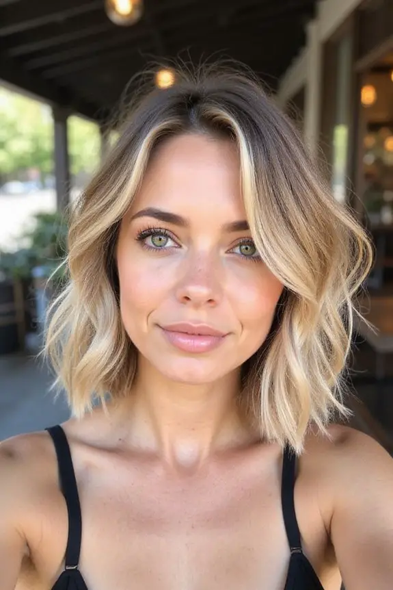 chic lob with soft curls