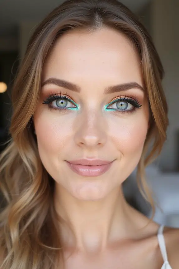 copper teal bridal makeup