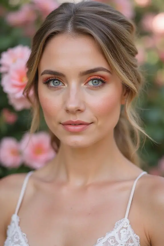 coral hues enhance bridal makeup