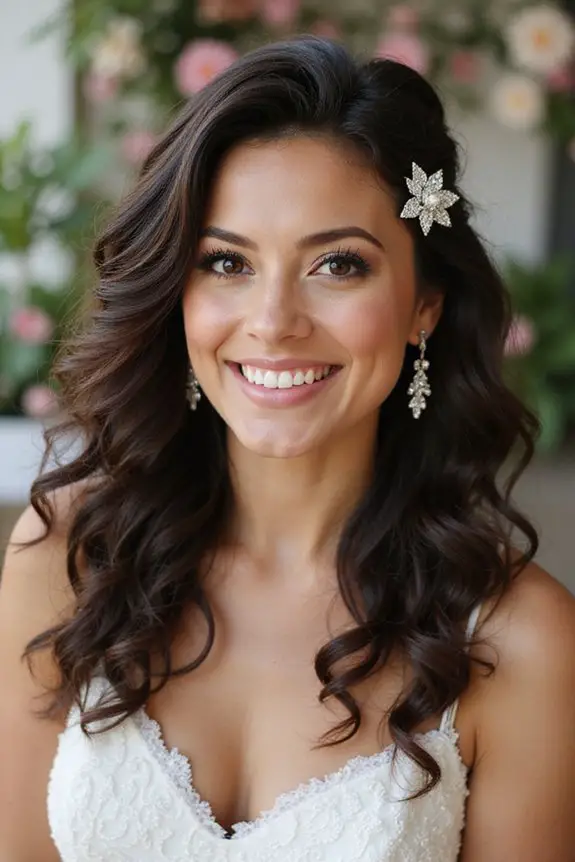 curly hair with hairpin