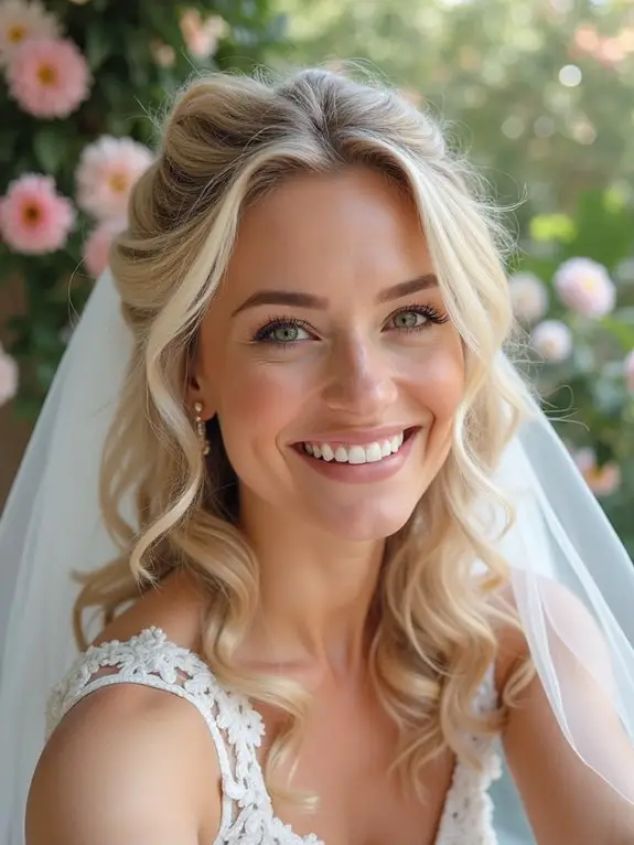 curly half up bridal hairstyle