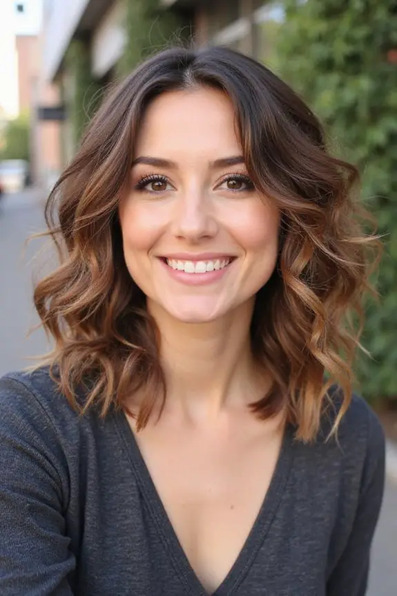 curly lob with highlights