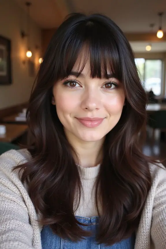 curtain bangs with espresso