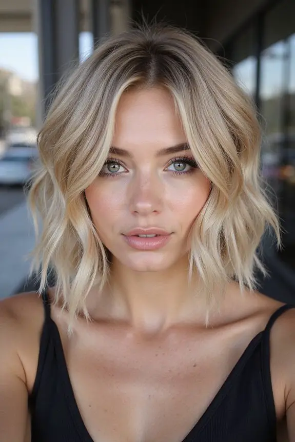edgy lob with razor cut