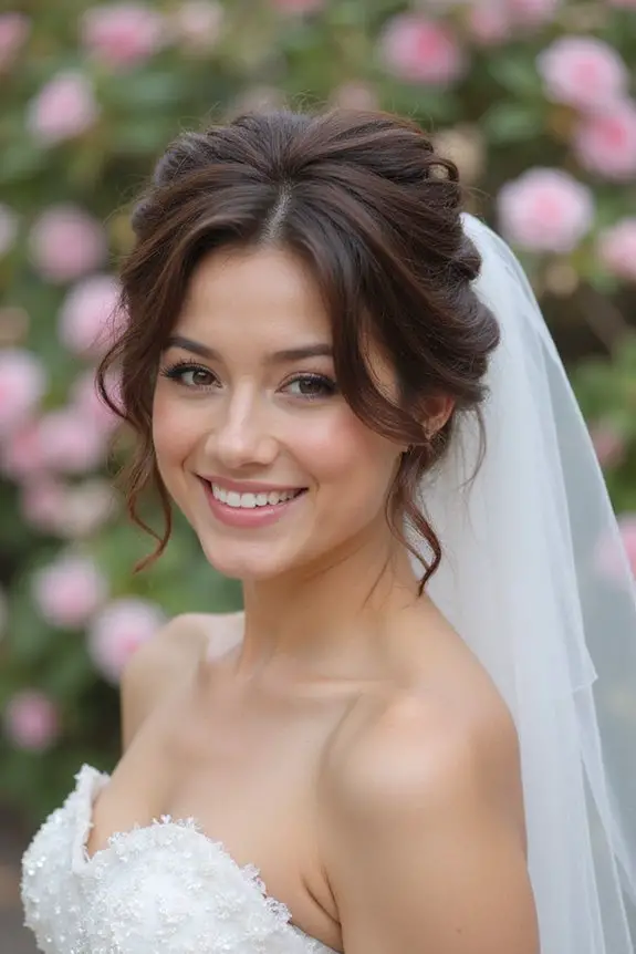 elegant curly updo veil
