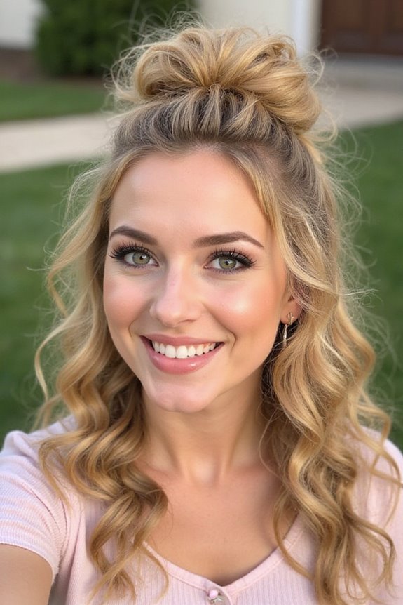 elegant golden curly updo