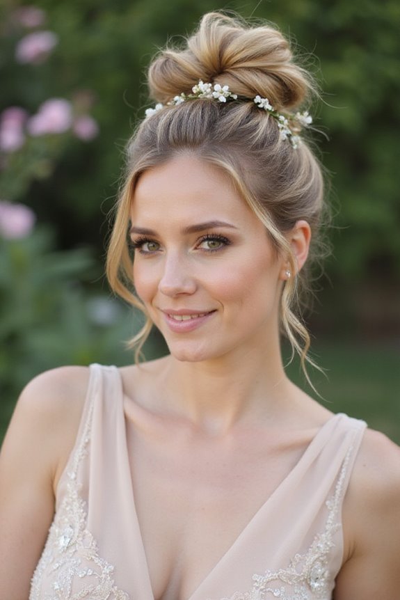 elegant outdoor bridesmaid hairstyle