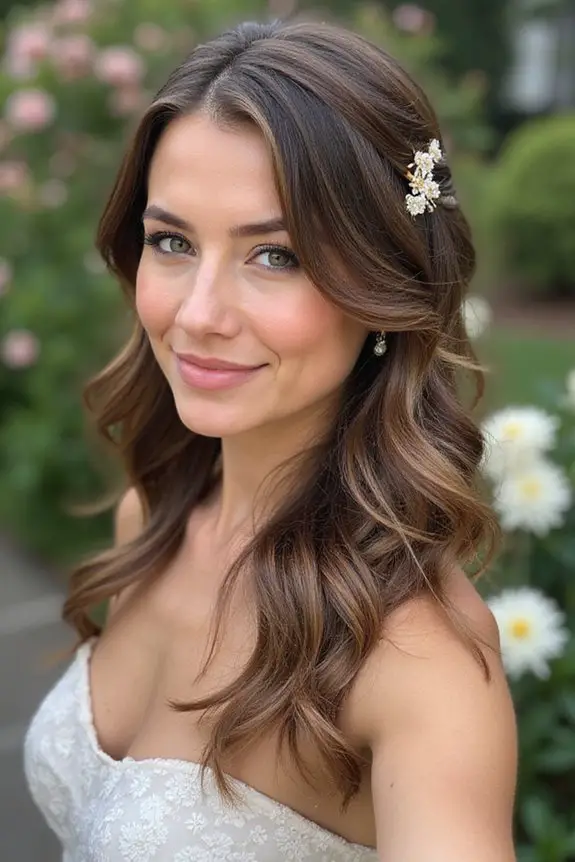 elegant side swept wedding hairstyle