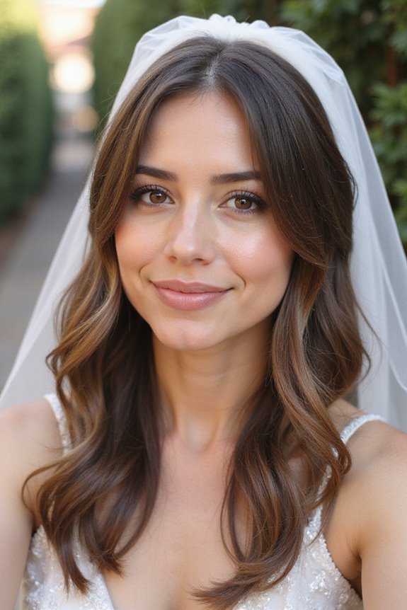 elegant straight hair veil
