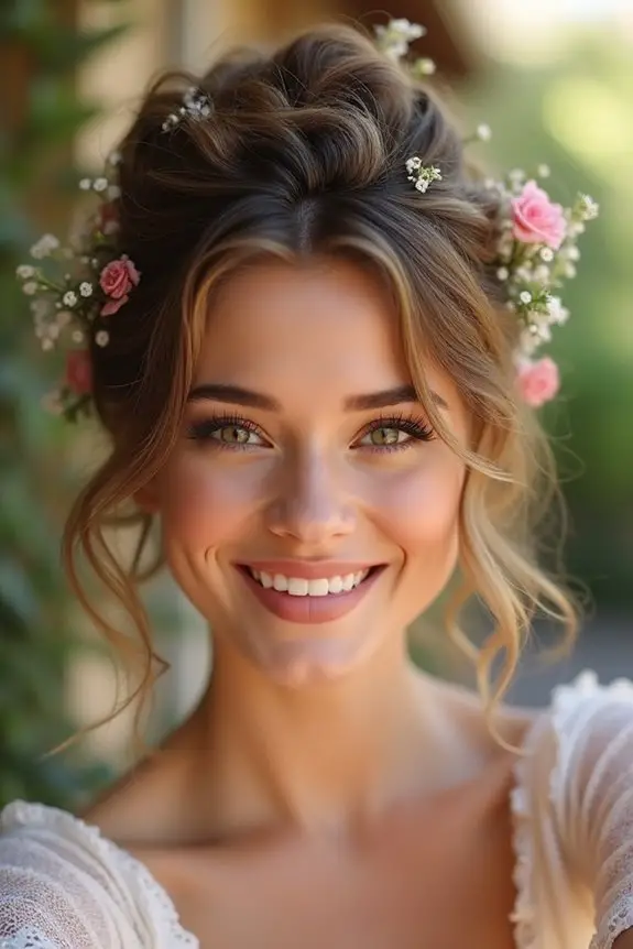 elegant twisted wavy updo