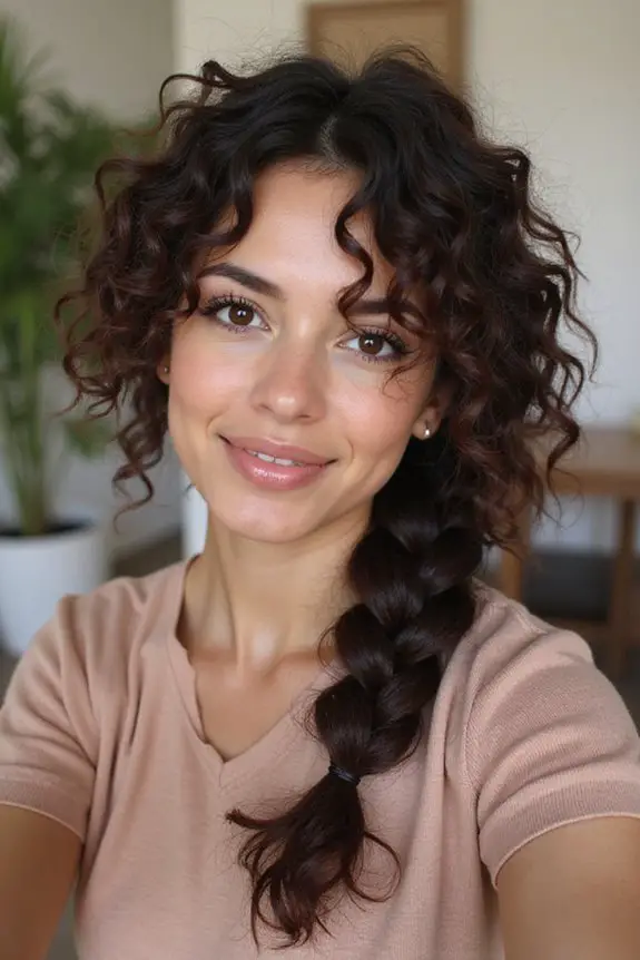 fishtail braid on curls