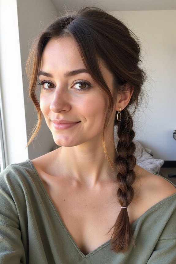 fishtail braided messy ponytail