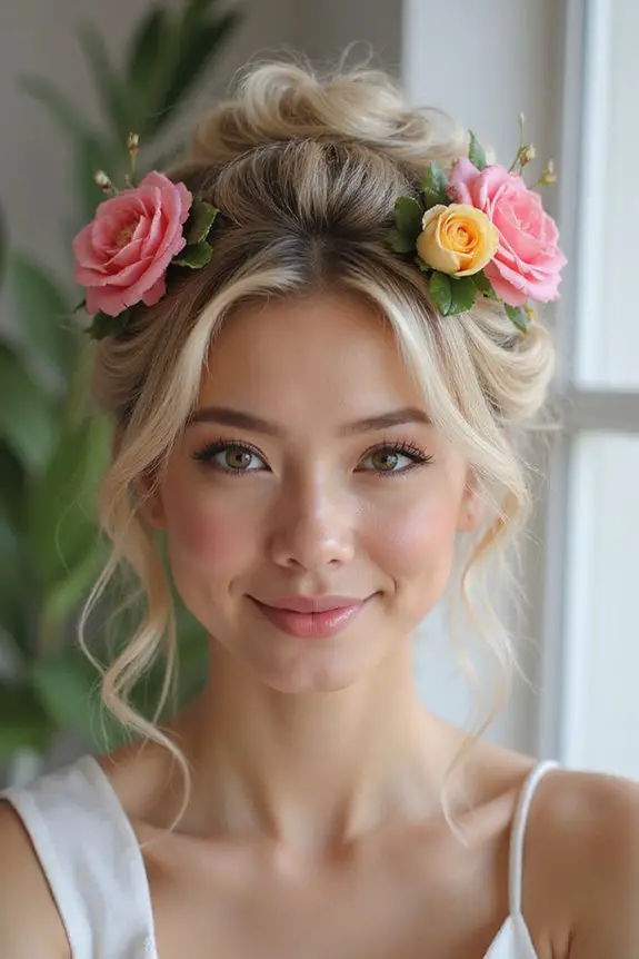 floral updo wedding hairstyle