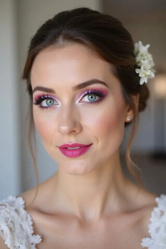 fuchsia bridal makeup statement