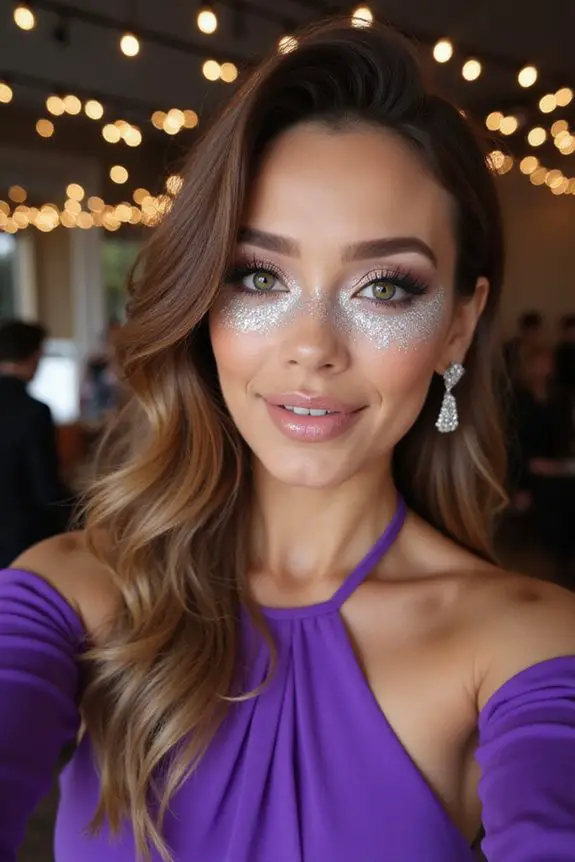 glittery silver makeup look