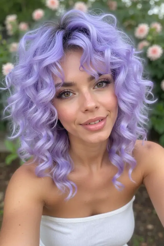 lavender layered curls elegance