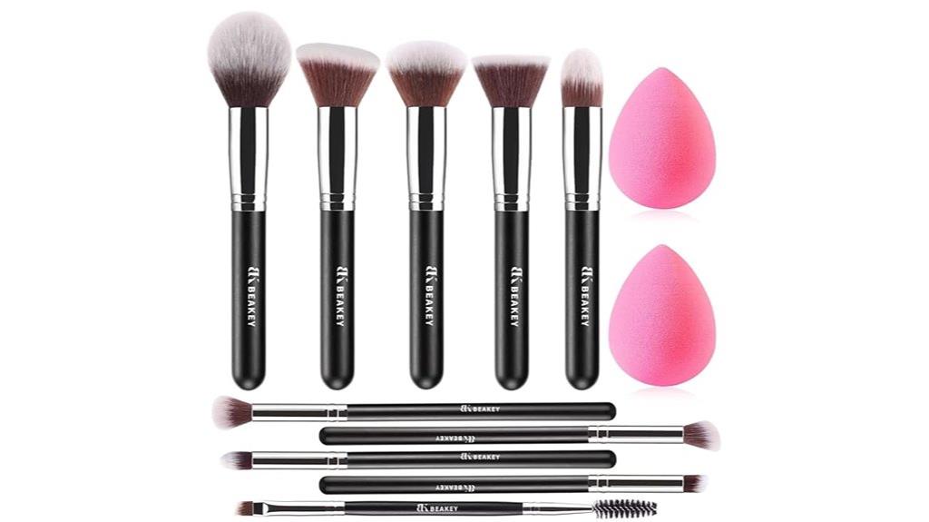 makeup brushes and sponge