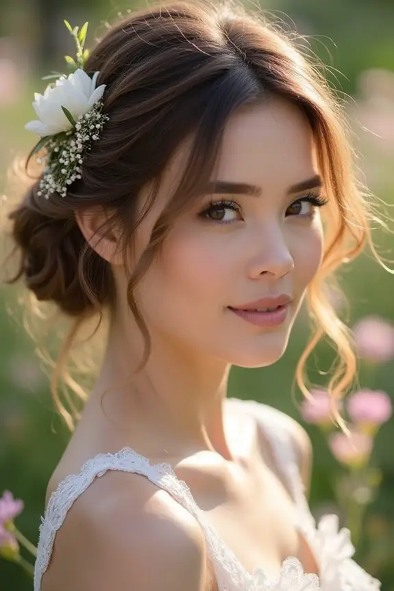 messy bun with waves