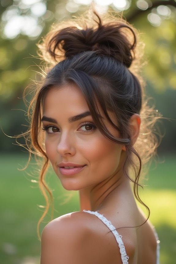 messy ponytail with volume