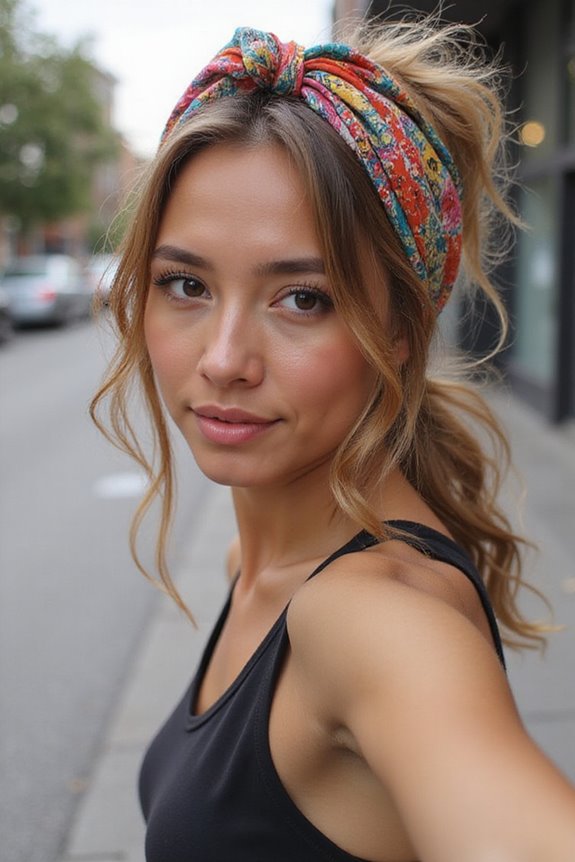 messy ponytail with wrap