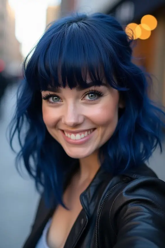 midnight blue voluminous bangs