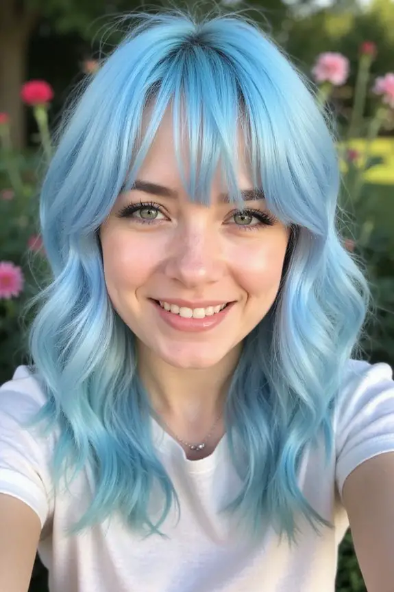 pastel blue wispy bangs