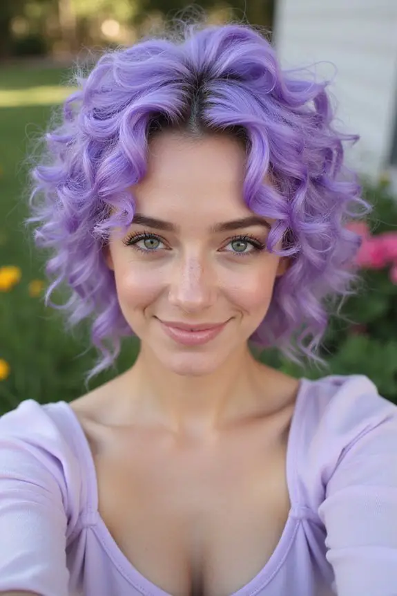 pastel purple curly updo