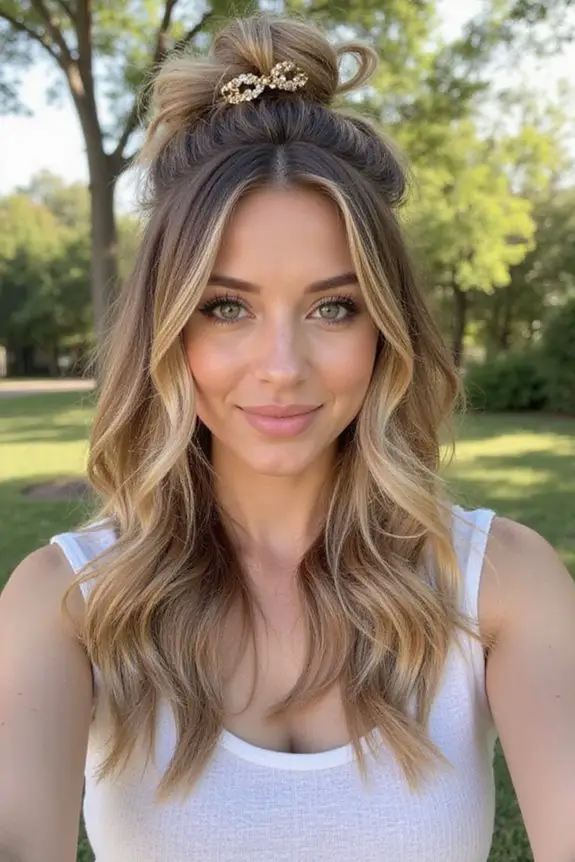 playful polished half up lob