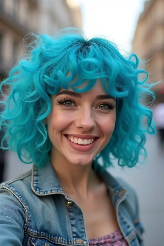 playful sky blue curls