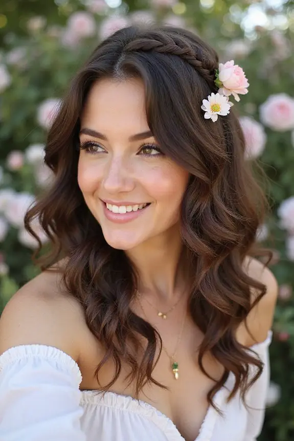 romantic side braid curls