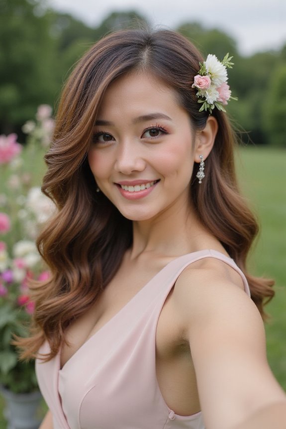 romantic side swept curls hairstyle