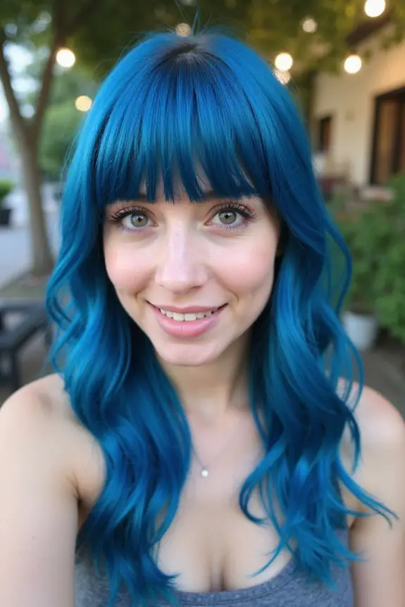 sapphire blue tapered bangs