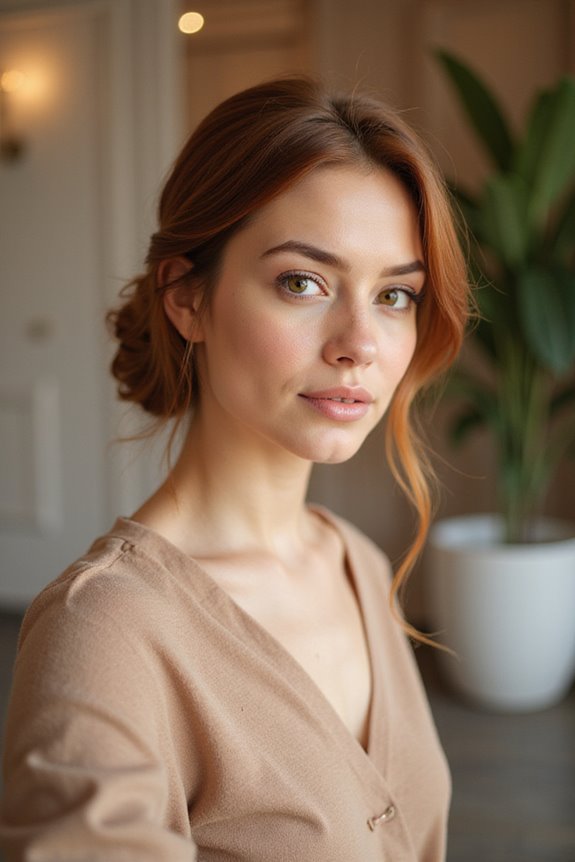 sleek bun for auburn hair