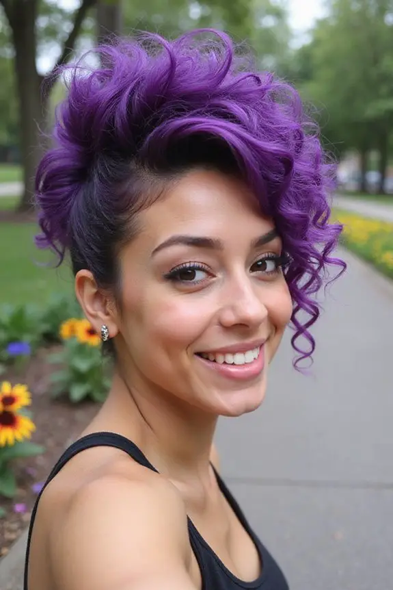 sleek purple low bun