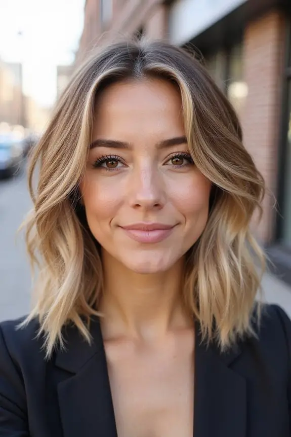 textured layered lob hairstyle