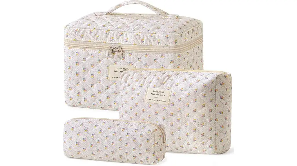 three piece quilted makeup set