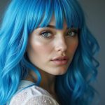 trendy blue hair bangs