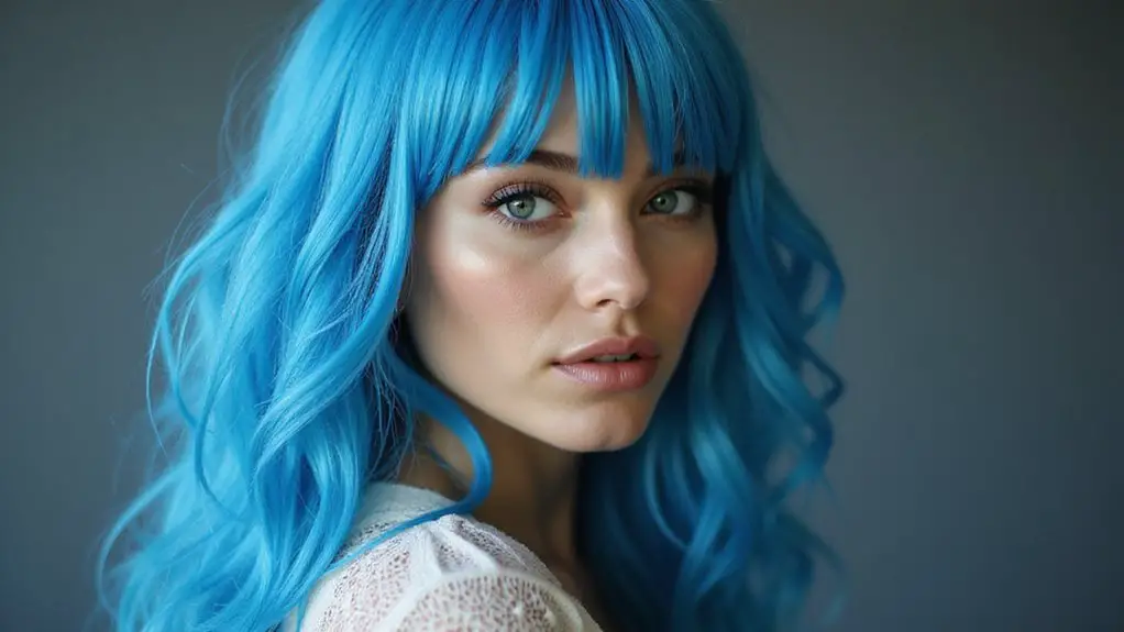 trendy blue hair bangs